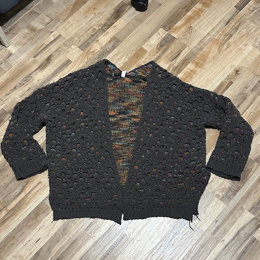 Women's Black Open-Knit Sweater
